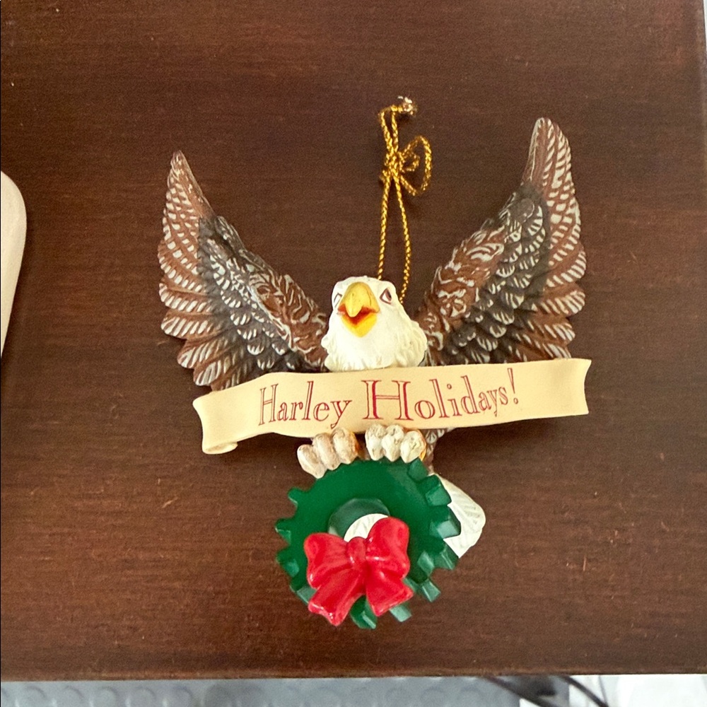Harley Holidays Eagle Ornament with Red and Green Accents